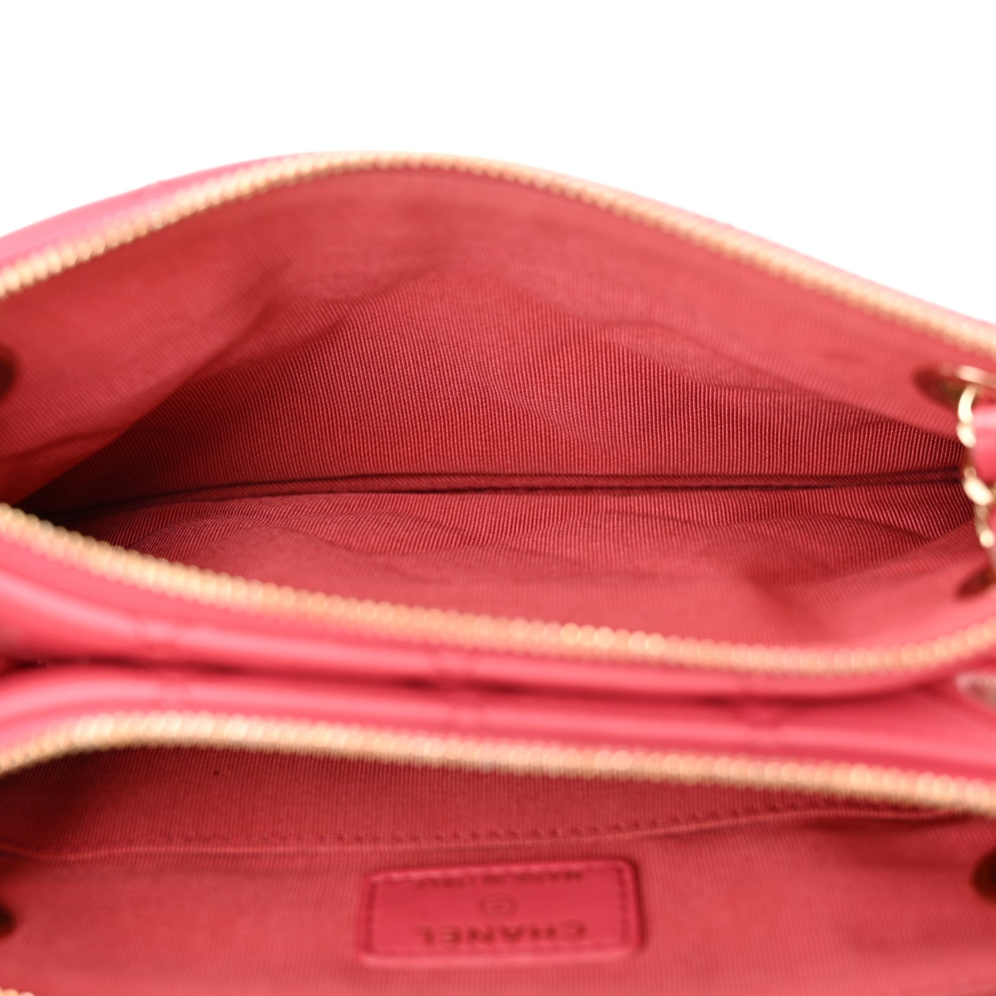 Shiny Lambskin Quilted Small Double Case With Strap Pink