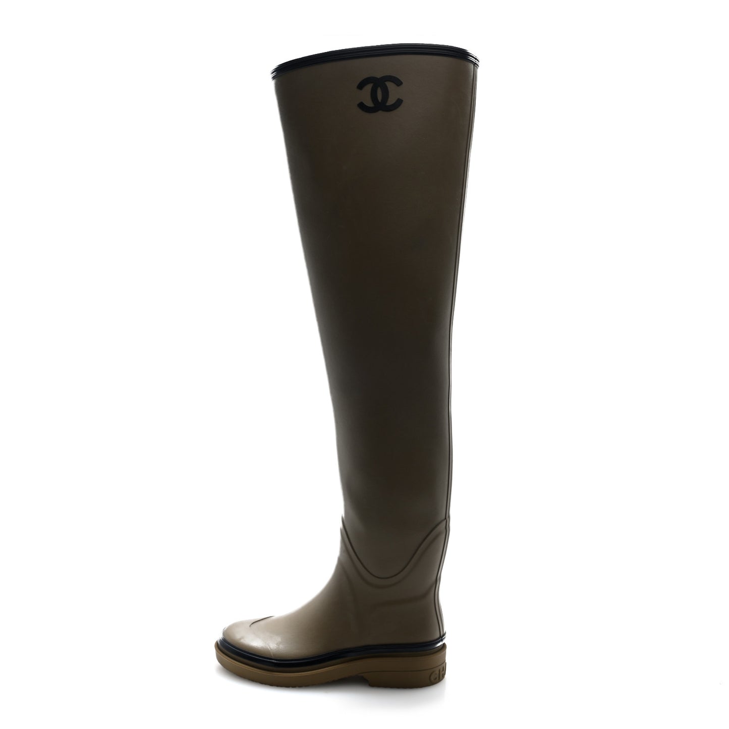 Caoutchouk CC Knee High Boots 39 Dark Beige Black