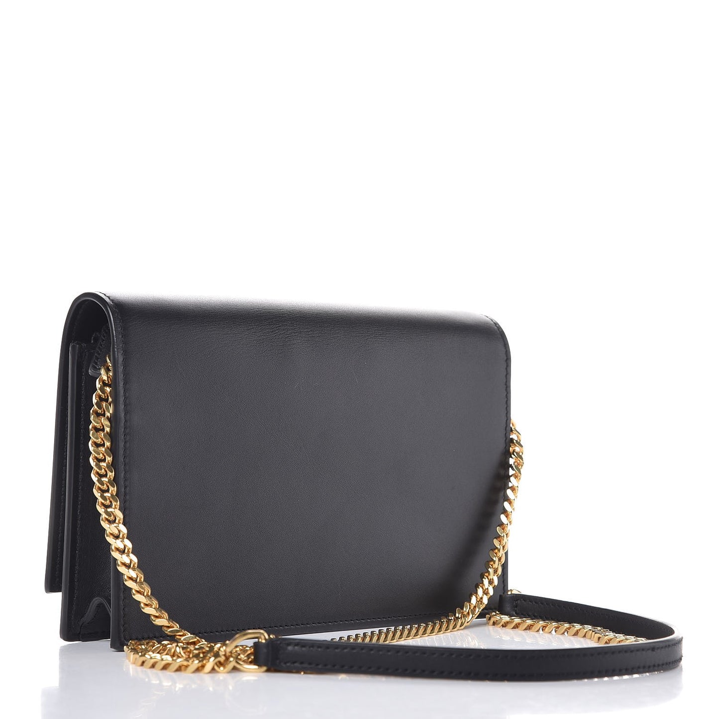 Smooth Calfskin Classic Monogram Kate Tassel Chain Wallet Black