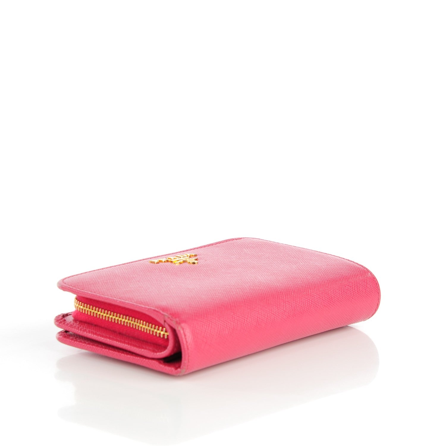 Prada Saffiano Metal Compact Wallet Ibisco 5 of 10