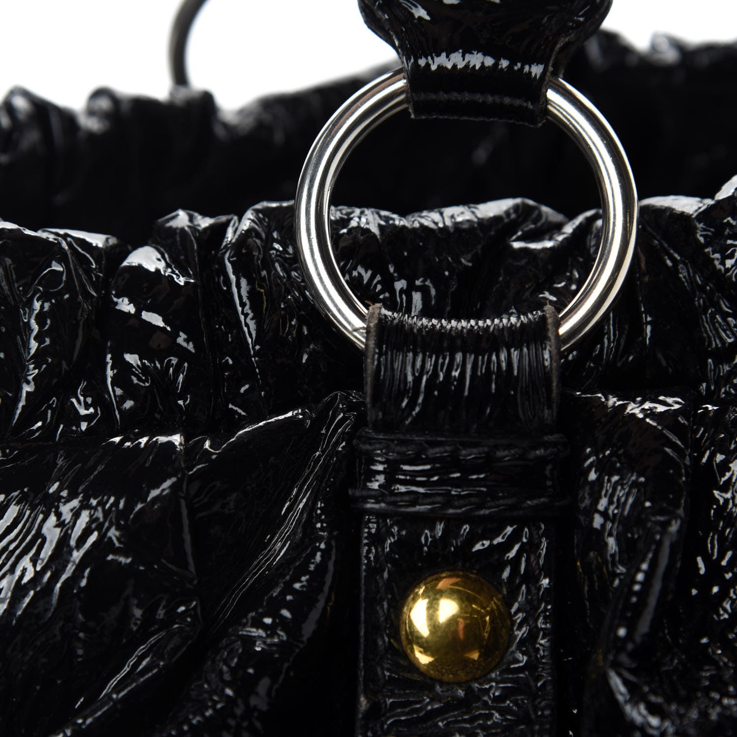 Miu Miu Vernice Gathered Tote Black 10 of 12