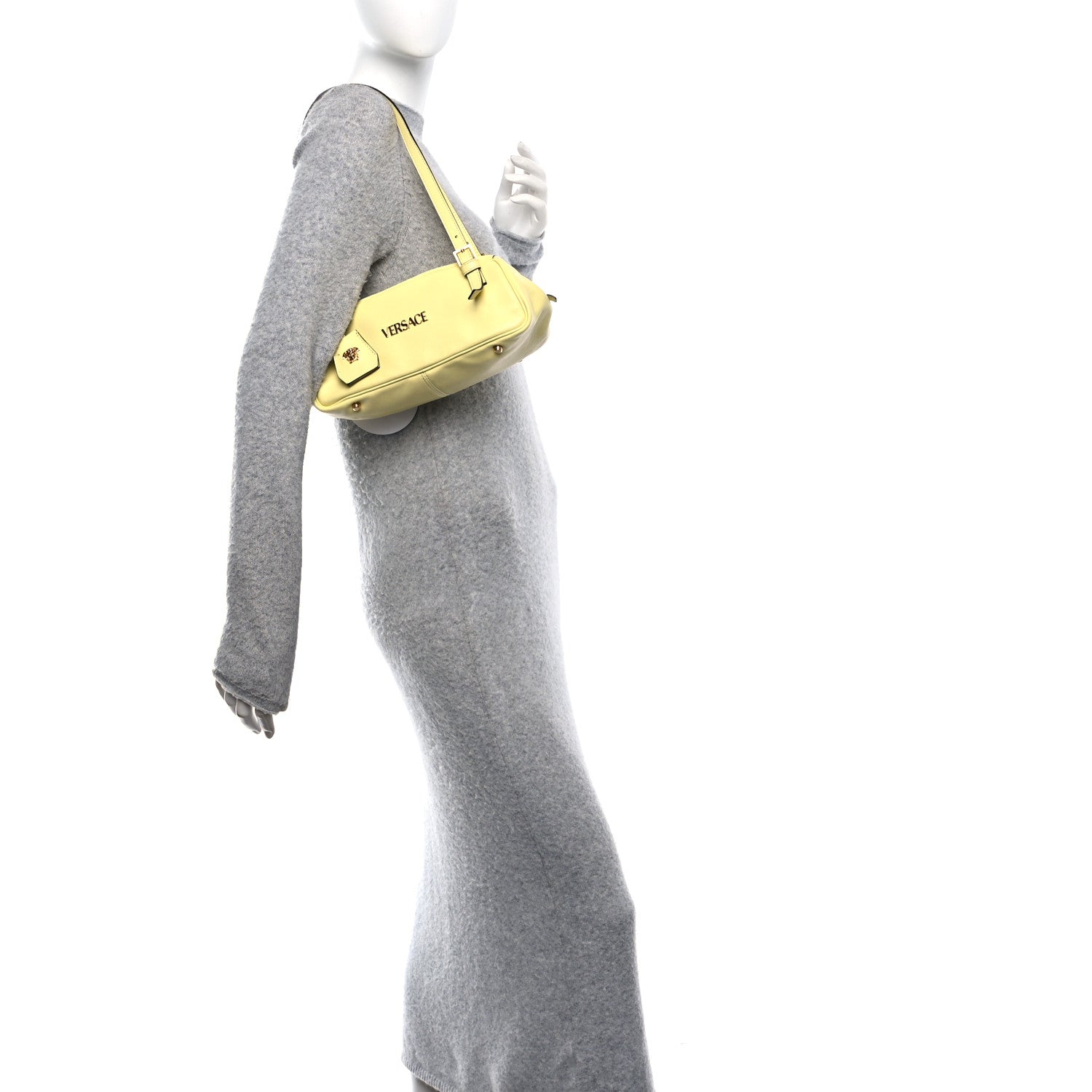 Versace Lambskin Tag Bowling Bag Yellow 2 of 10