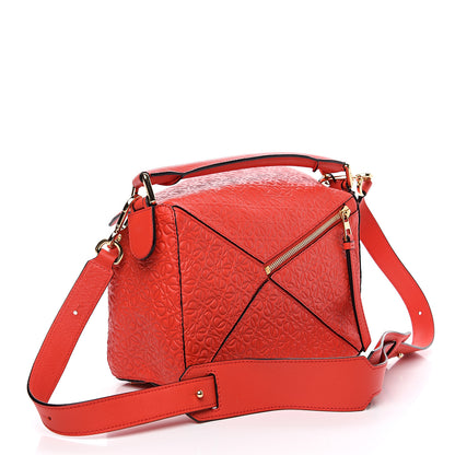 Loewe Calfskin Embossed Small Puzzle Bag Red 2 of 8