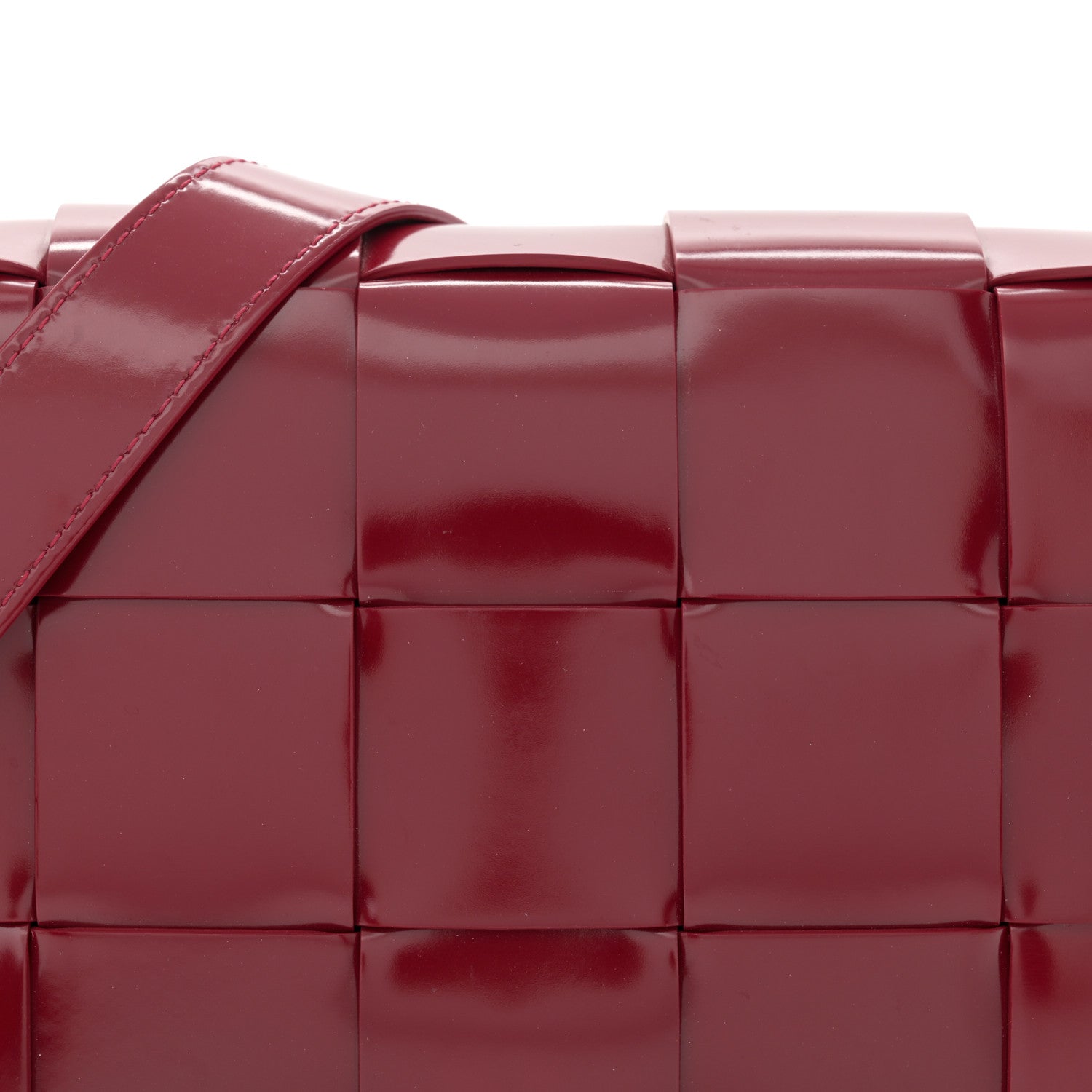 Bottega Veneta Patent Maxi Intrecciato Cassette Crossbody Bag Red 8 of 12