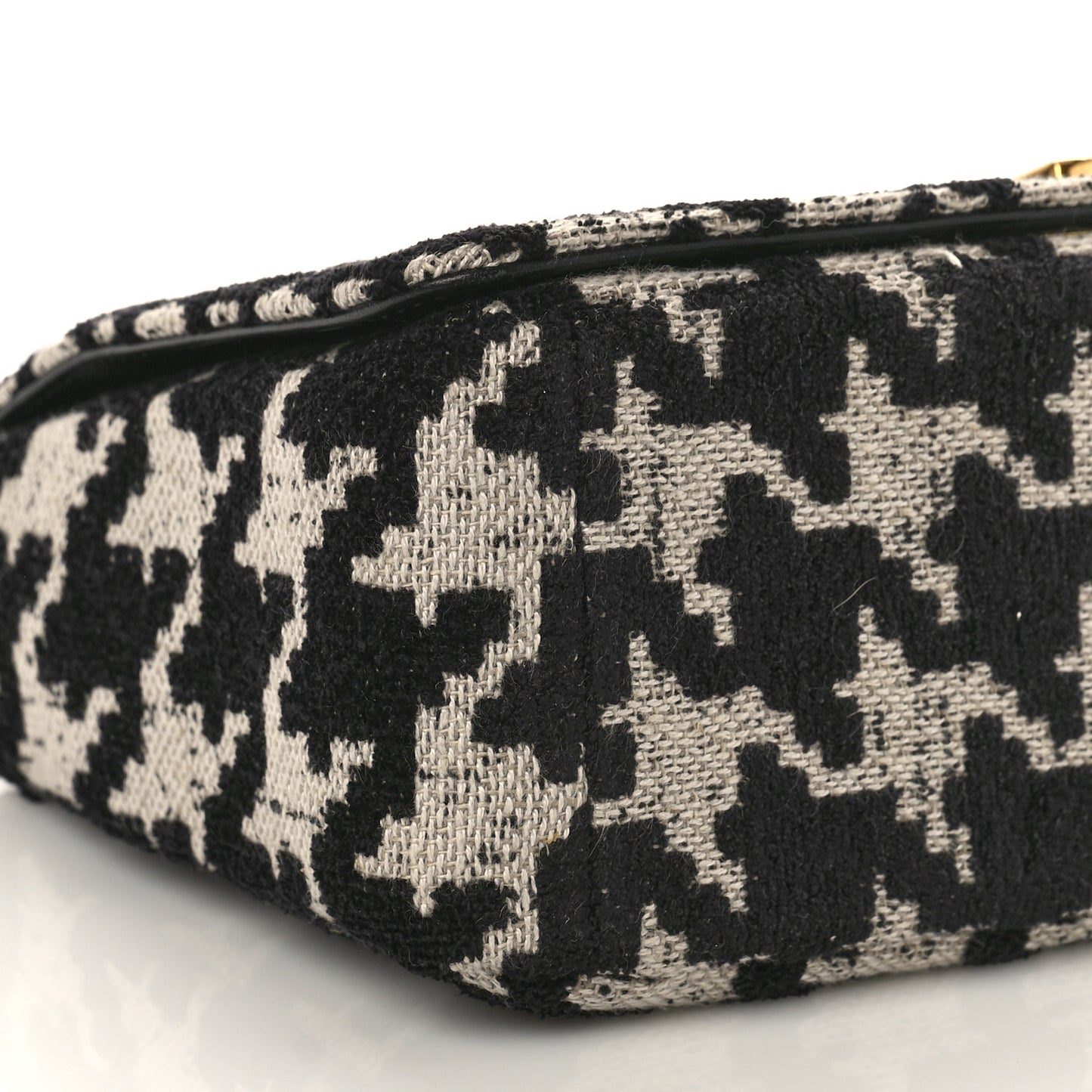 Technical Canvas Macro Houndstooth Medium Caro Bag Black White