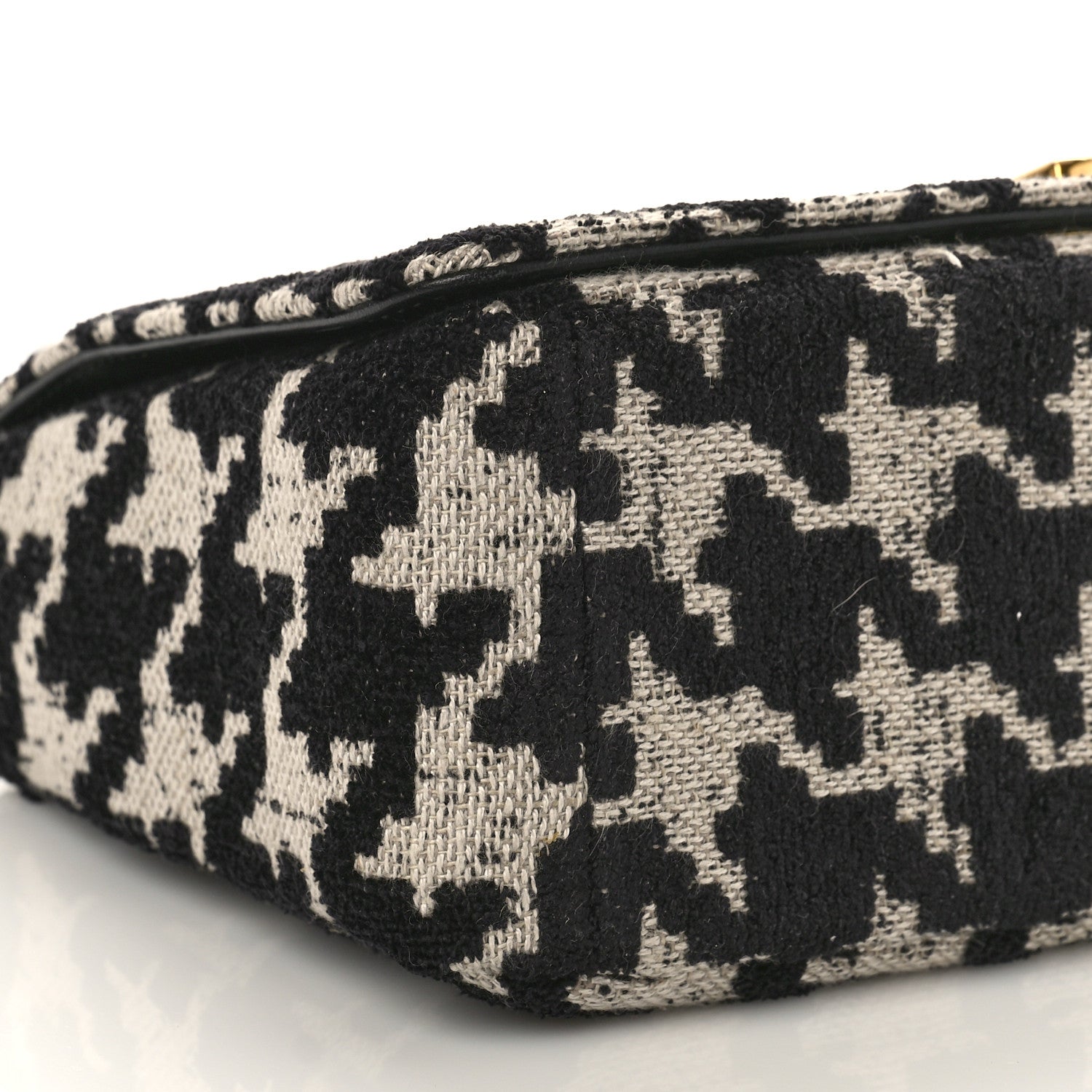 Christian Dior Technical Canvas Macro Houndstooth Medium Caro Bag Black White 8 of 9