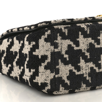 Christian Dior Technical Canvas Macro Houndstooth Medium Caro Bag Black White 8 of 9