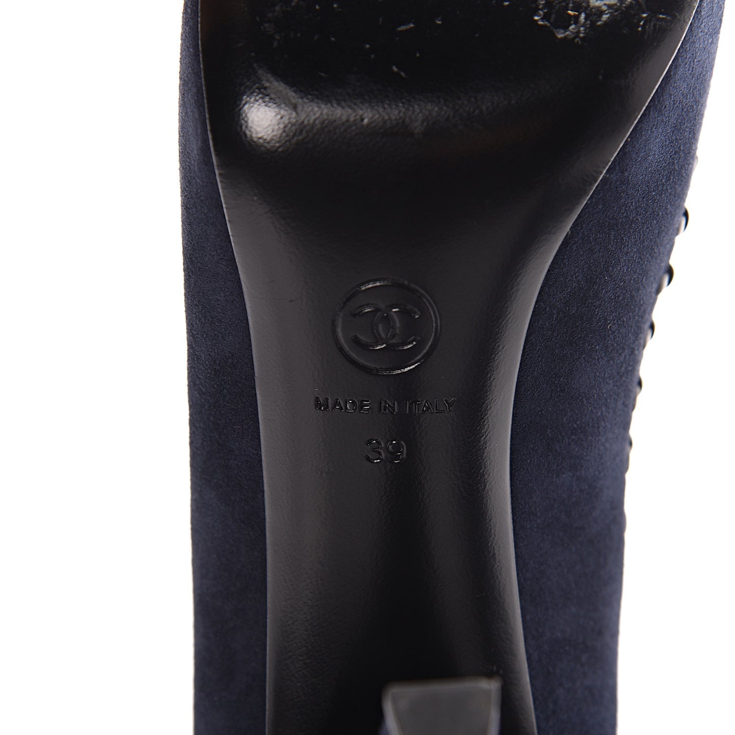Suede Lambskin Cap Toe Pumps 39 Navy Black