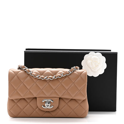 Chanel Lambskin Quilted Mini Rectangular Flap Dark Beige 11 of 11
