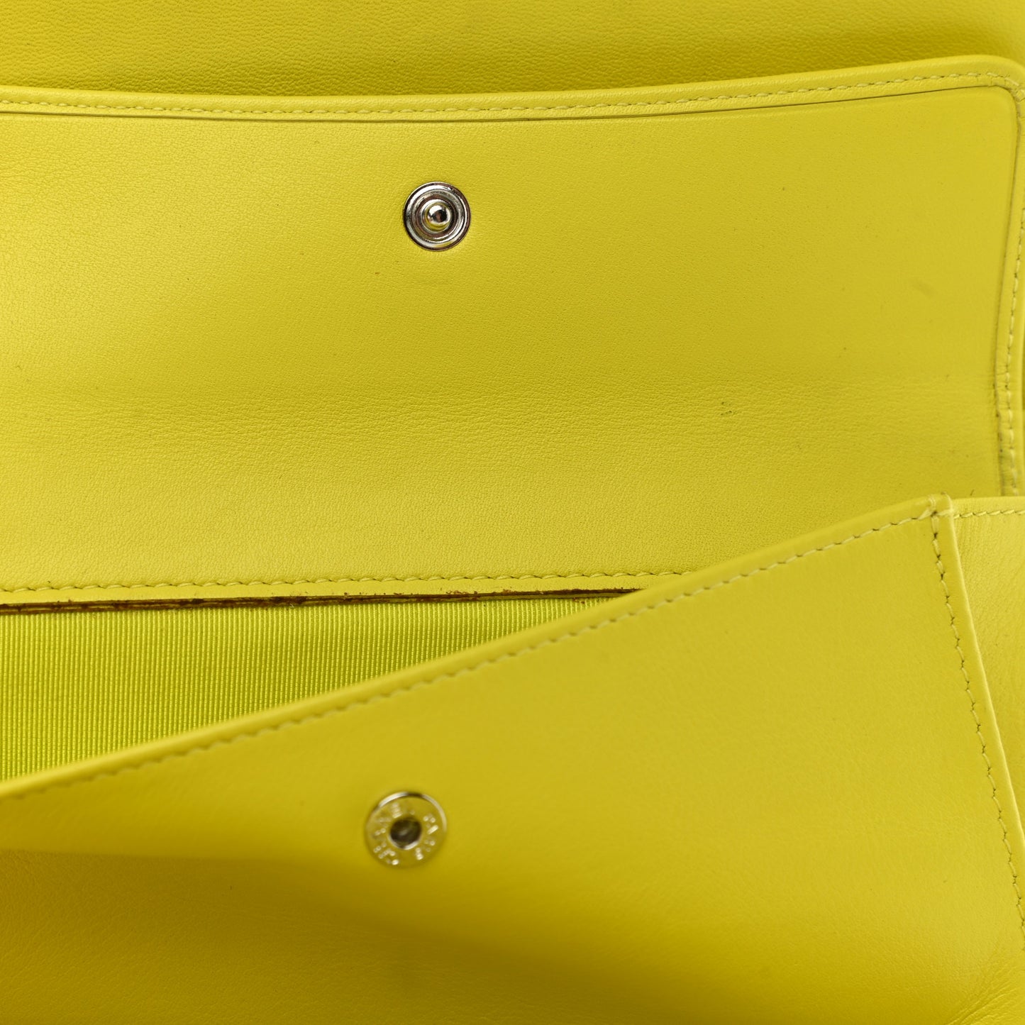 Patent Quilted Large Gusset Flap Wallet Yellow
