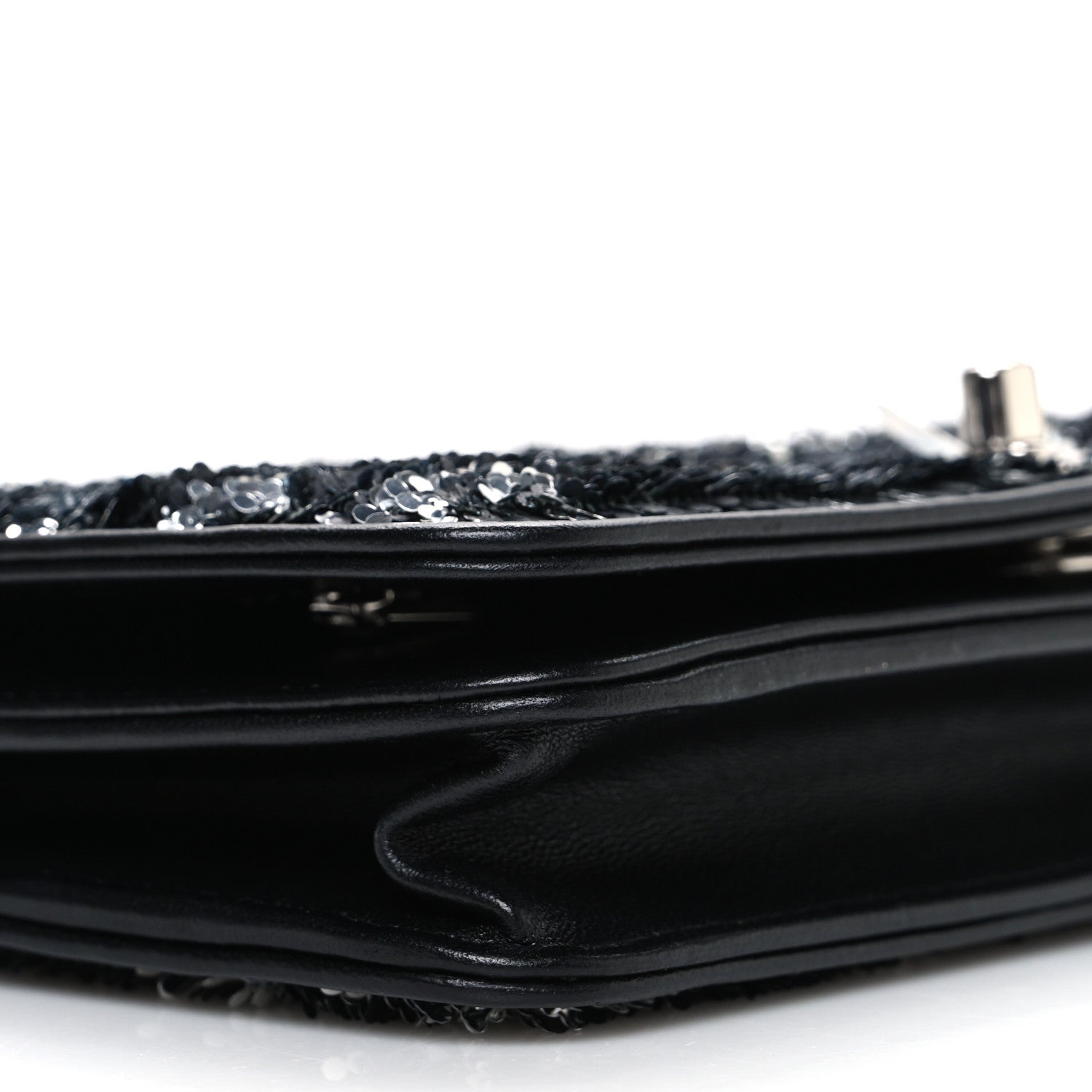 Chanel Sequin CC Wallet On Chain WOC Black 10 of 11
