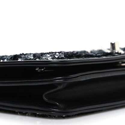 Chanel Sequin CC Wallet On Chain WOC Black 10 of 11