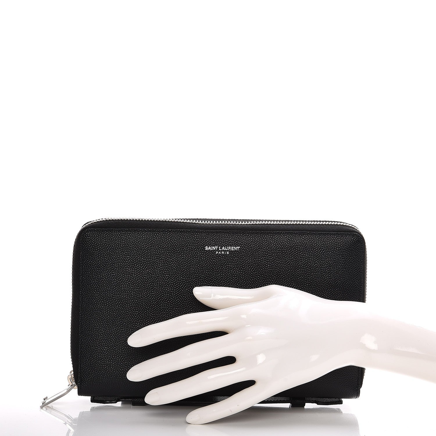 Saint Laurent Grain De Poudre Classic Zip Around Travel Organizer Wallet Black 2 of 10