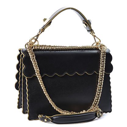 Fendi Vitello Liberty Scalloped Studded Kan I Shoulder Bag Black 2 of 10