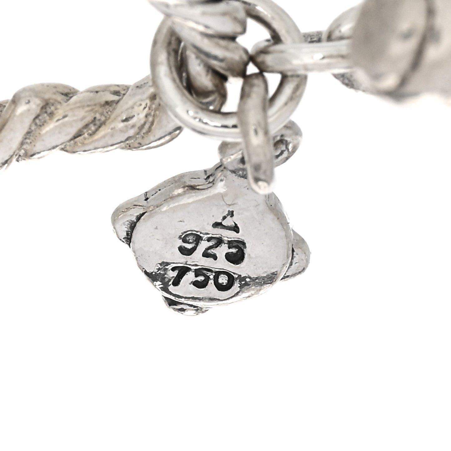 Sterling Silver 18K Yellow Gold Cable Heart Link Bracelet