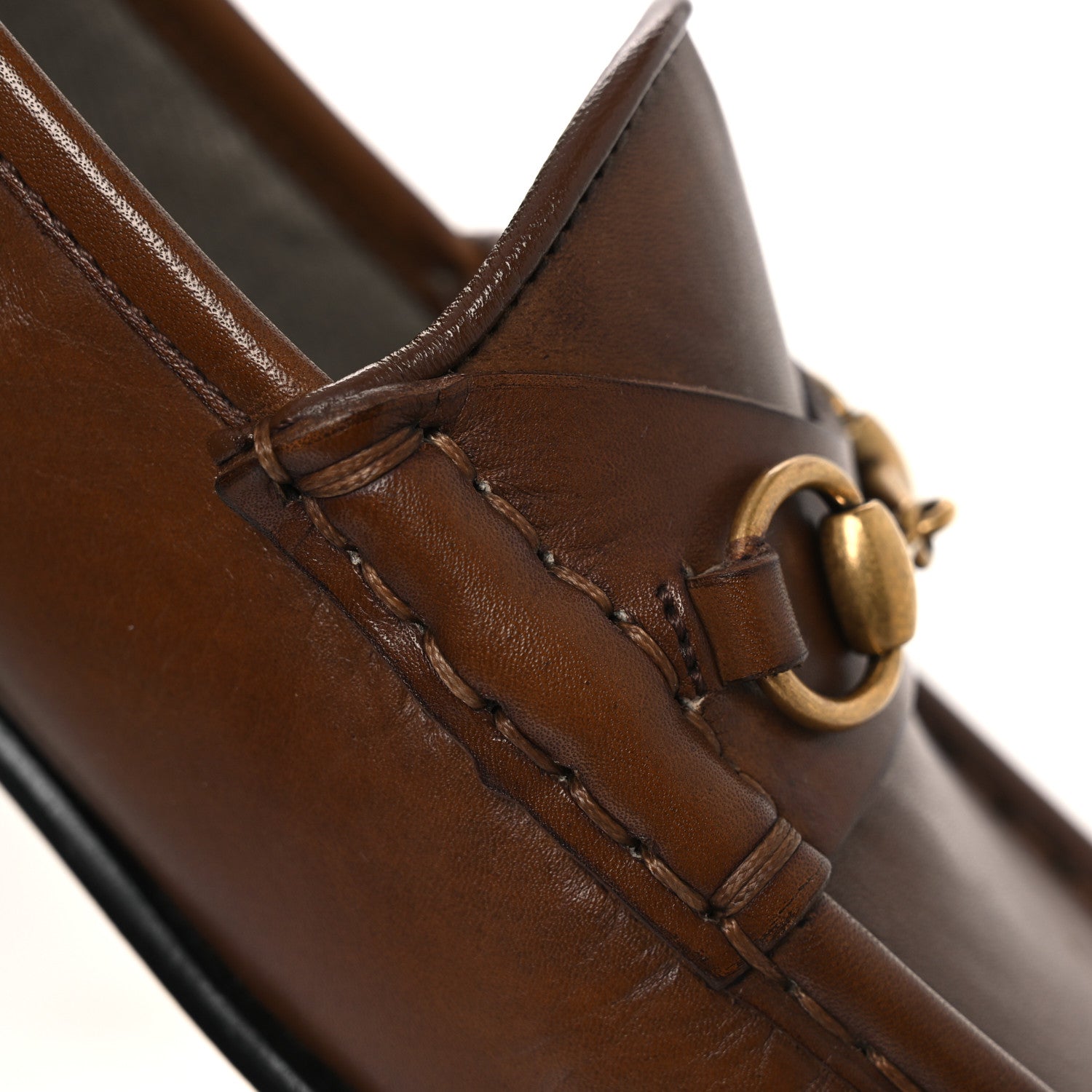 Gucci Betis Glamour Calfskin Womens 1953 Horsebit Loafers 37.5 Brown Sugar 10 of 12
