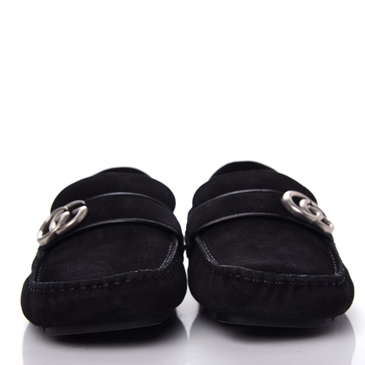 Gucci Suede Mens Driver Queen Loafers 8 Black 2 of 12