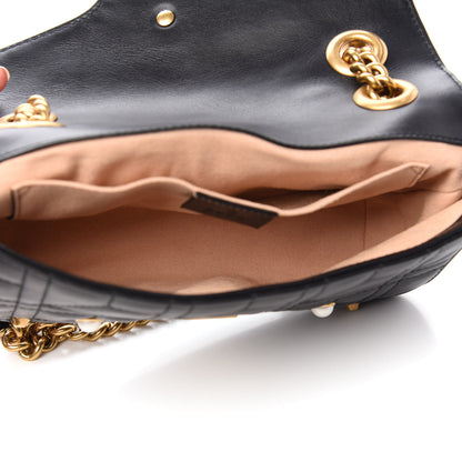 Gucci Calfskin Matelasse Studded Mini Pearly GG Marmont Shoulder Bag Black 6 of 13
