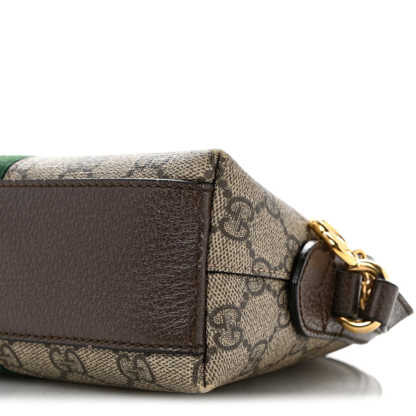 GG Supreme Monogram Textured Dollar Calfskin Web Small Ophidia Dome Shoulder Bag Beige Ebony New Acero