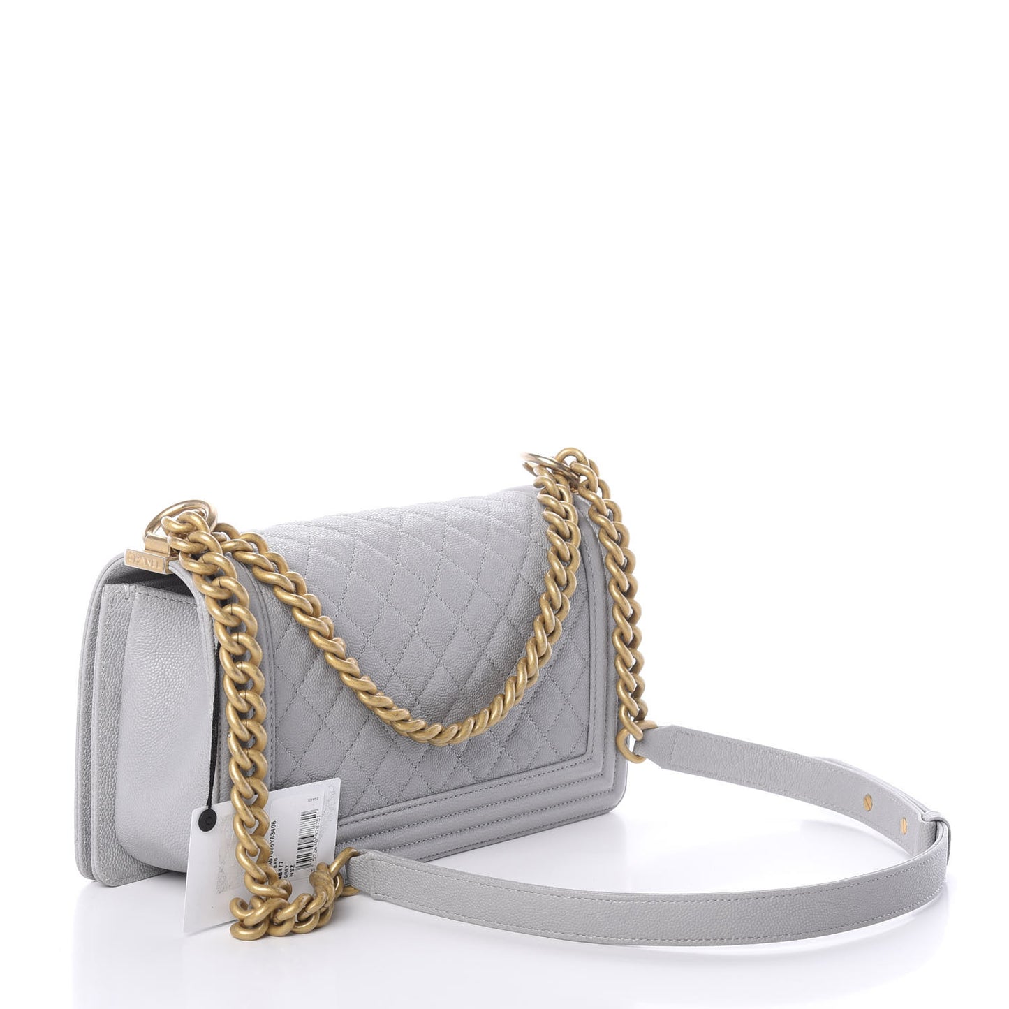 Caviar Quilted Medium Boy Flap Grey