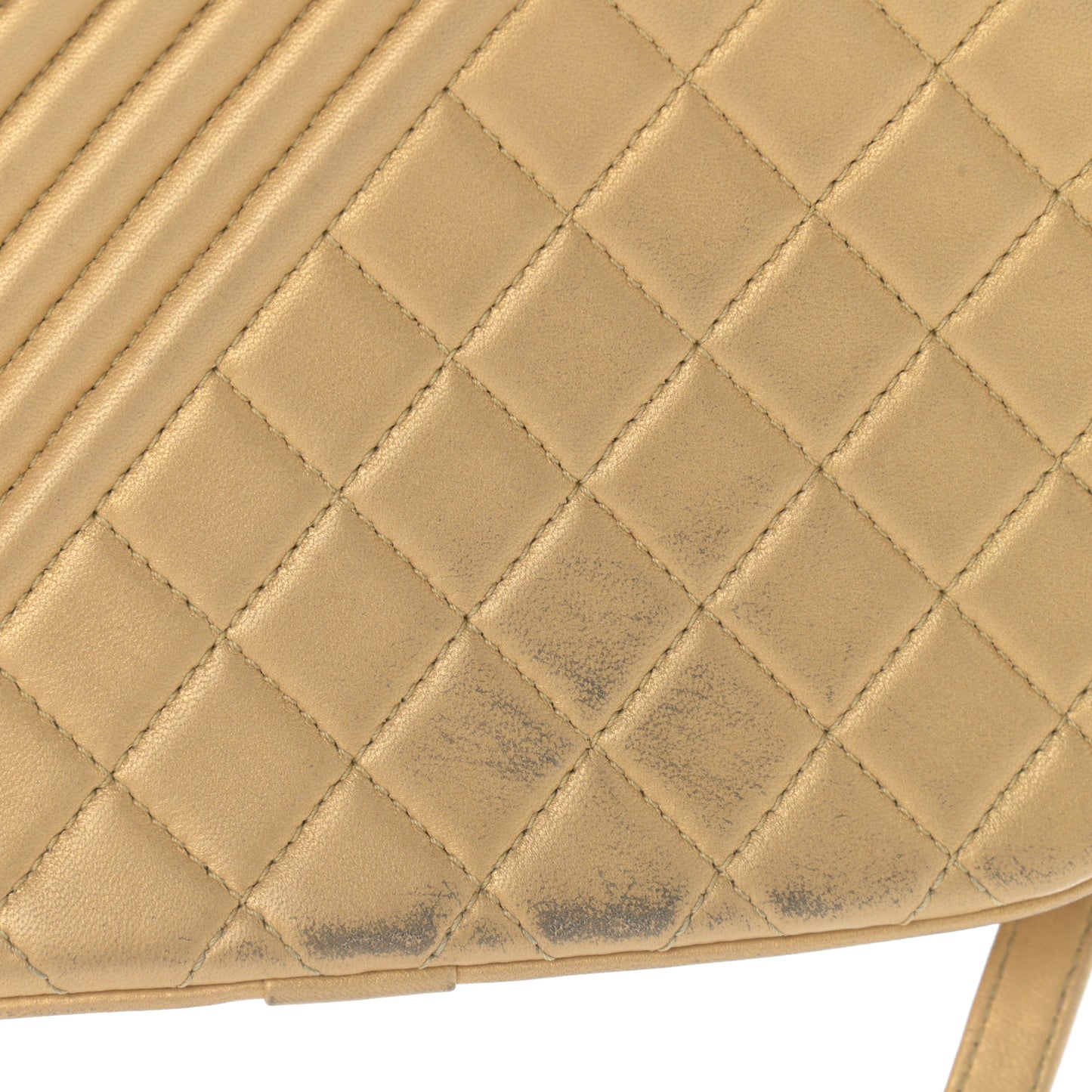 Metallic Lambskin Quilted Small Coco Boy Camera Case Gold