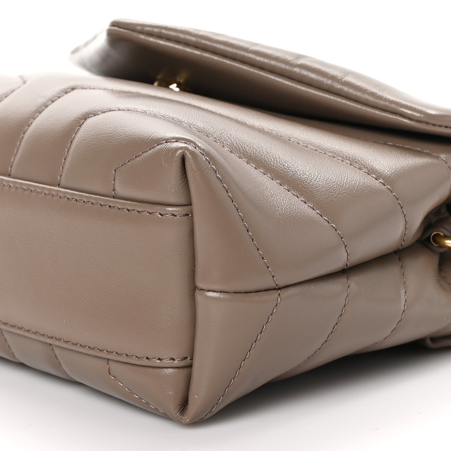 Saint Laurent Calfskin Y Quilted Monogram Toy Loulou Crossbody Bag Taupe 11 of 12