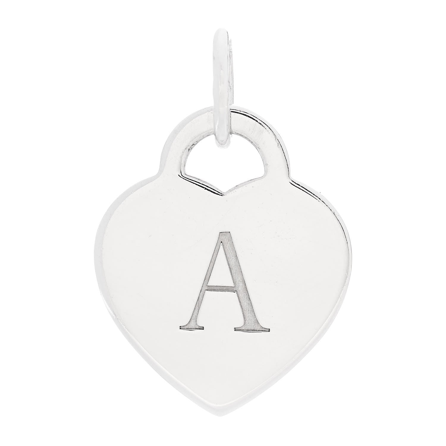 Tiffany Sterling Silver Letter A Heart Charm 1 of 5