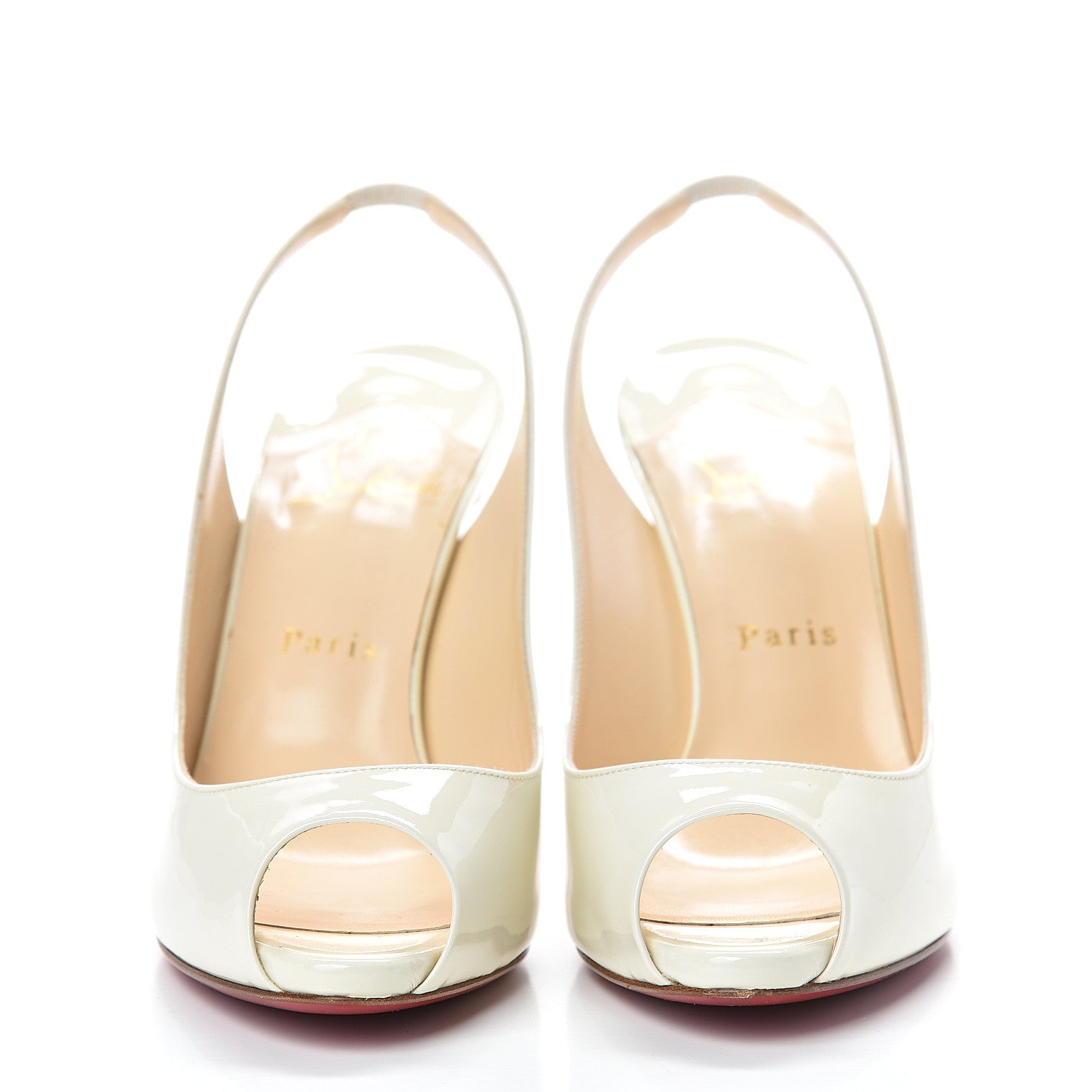 Christian Louboutin Patent Lady Sling 100 Pumps 37 Ivory 2 of 10