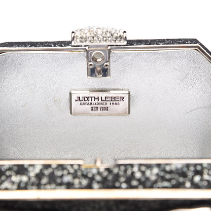 Judith Leiber Crystal Minaudiere Bow Clutch Black Silver 6 of 13