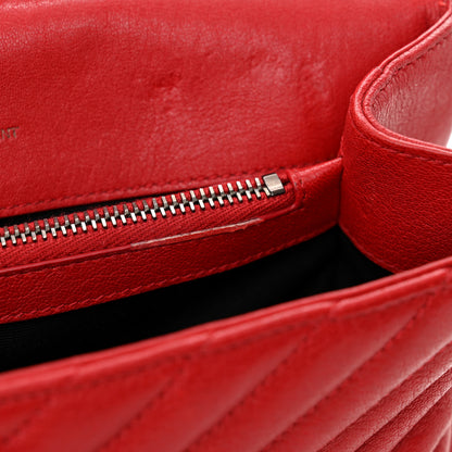 Saint Laurent Sheepskin Matelasse Chevron Monogram Medium College Bag Rouge 13 of 16