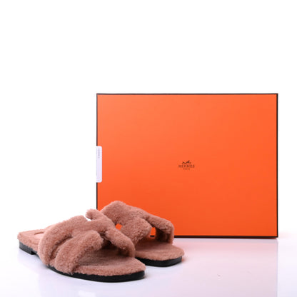 Hermes Woolskin Oran Sandals 39.5 Rose Aube 8 of 8