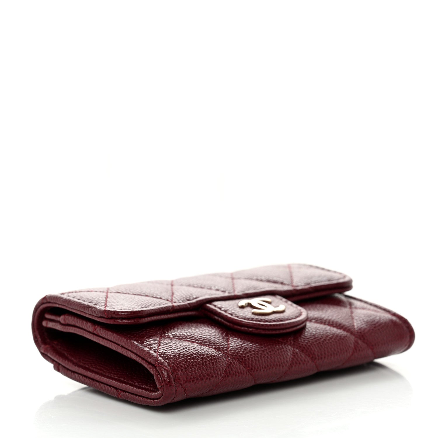 Chanel Caviar Quilted Flap Card Holder Wallet Burgundy 4 of 10