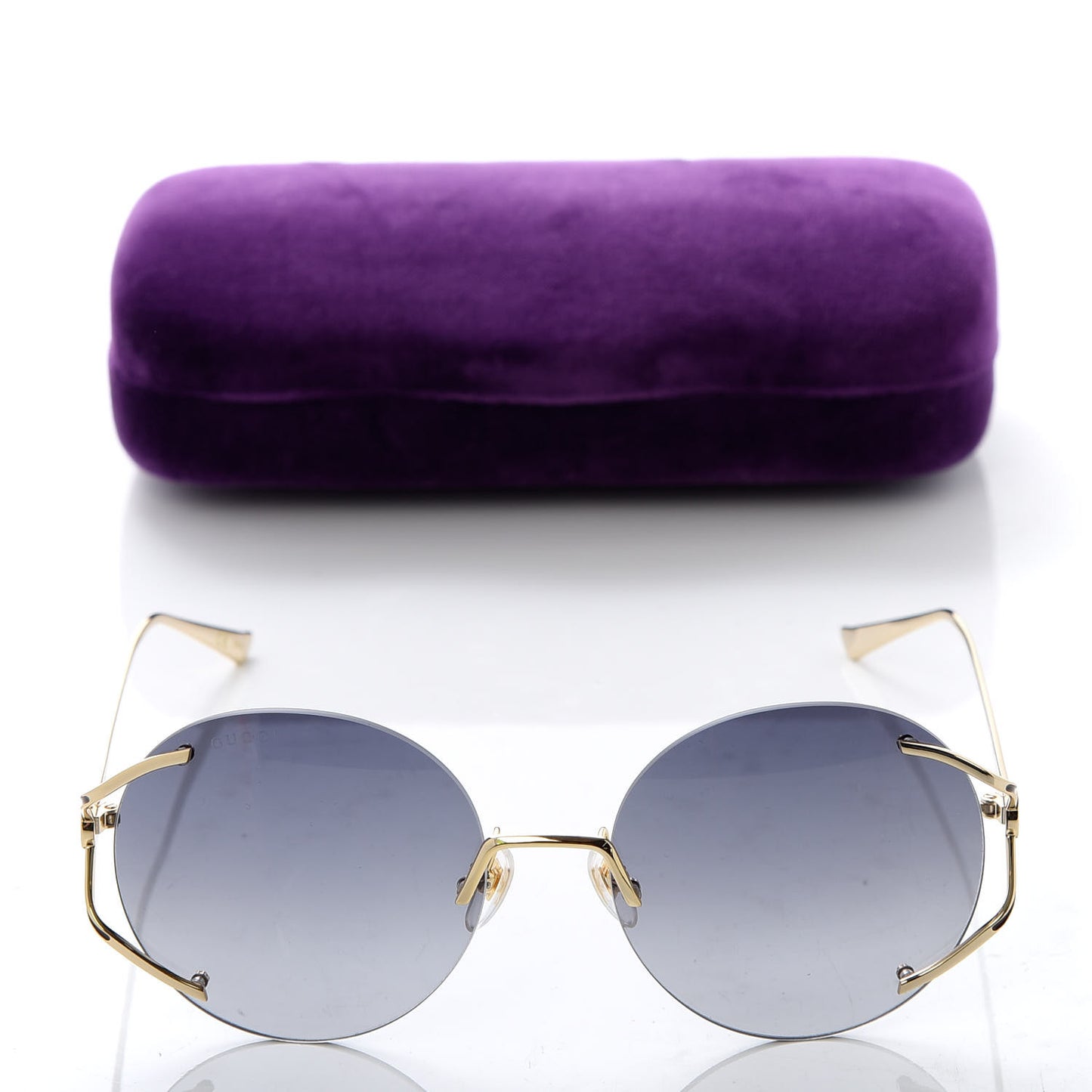 Metal Oversized Round Frame Sunglasses GG0645S Gold Grey
