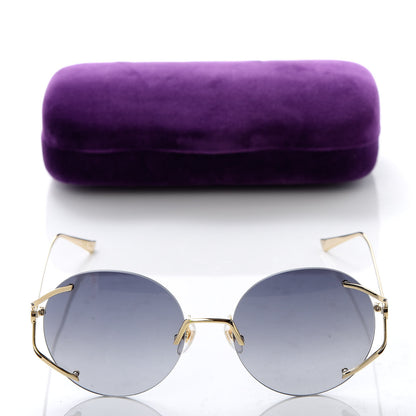 Gucci Metal Oversized Round Frame Sunglasses GG0645S Gold Grey 8 of 8
