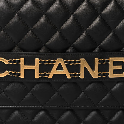 Chanel Calfskin Quilted Front Logo Enchained Clutch Black 9 of 11