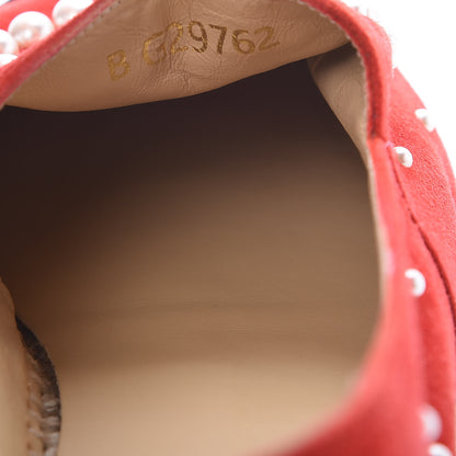 Chanel Suede Pearl CC Espadrilles 40 Red 10 of 14