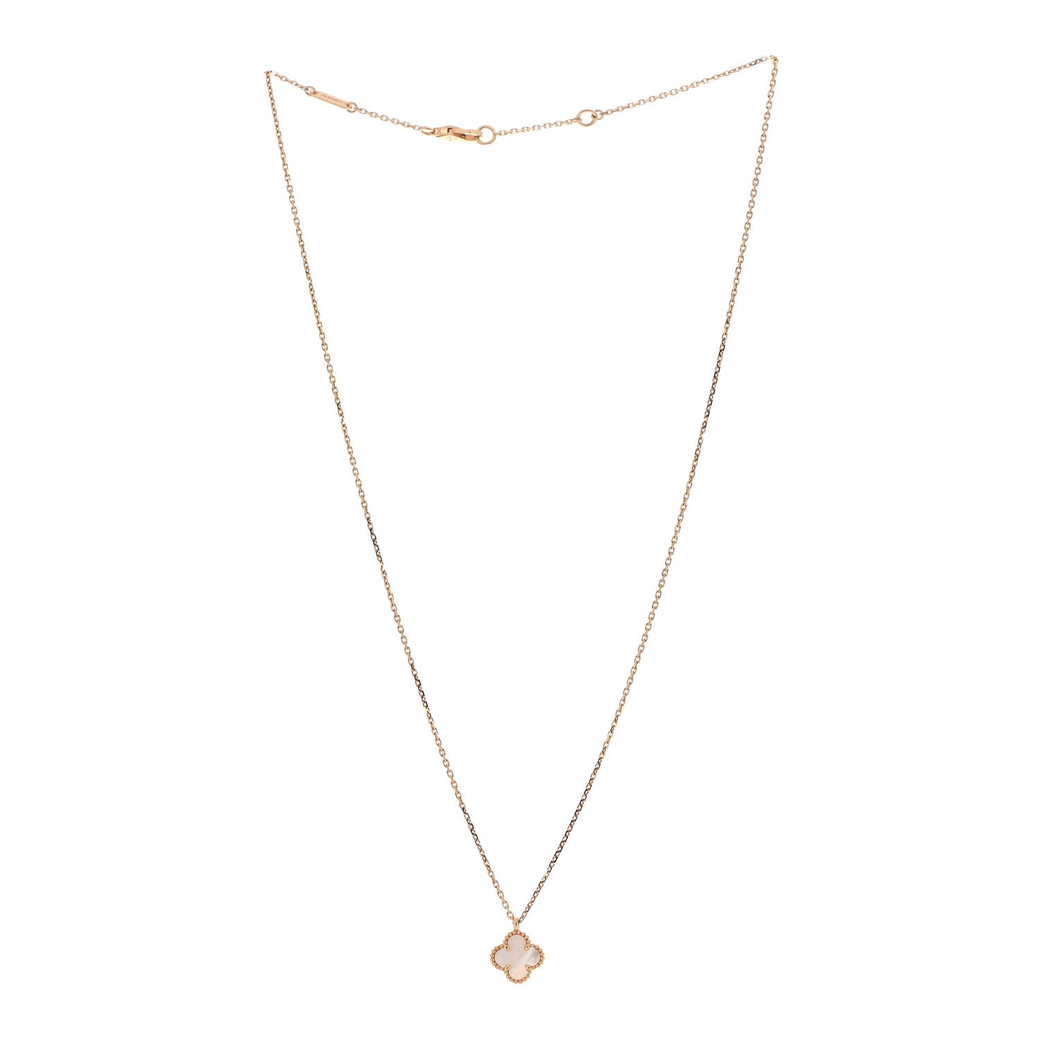 Van Cleef & Arpels 18K Yellow Gold Mother of Pearl Sweet Alhambra Pendant Necklace 3 of 7