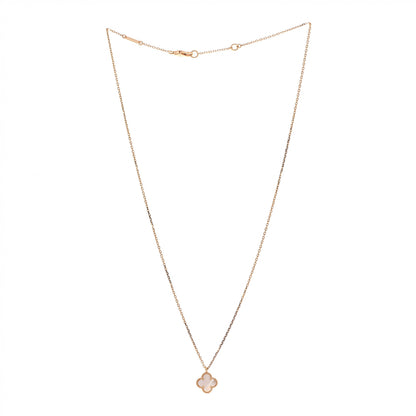 Van Cleef & Arpels 18K Yellow Gold Mother of Pearl Sweet Alhambra Pendant Necklace 3 of 7