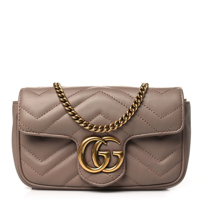 Gucci Calfskin Matelasse Super Mini GG Marmont Shoulder Bag Porcelain Rose 1 of 10