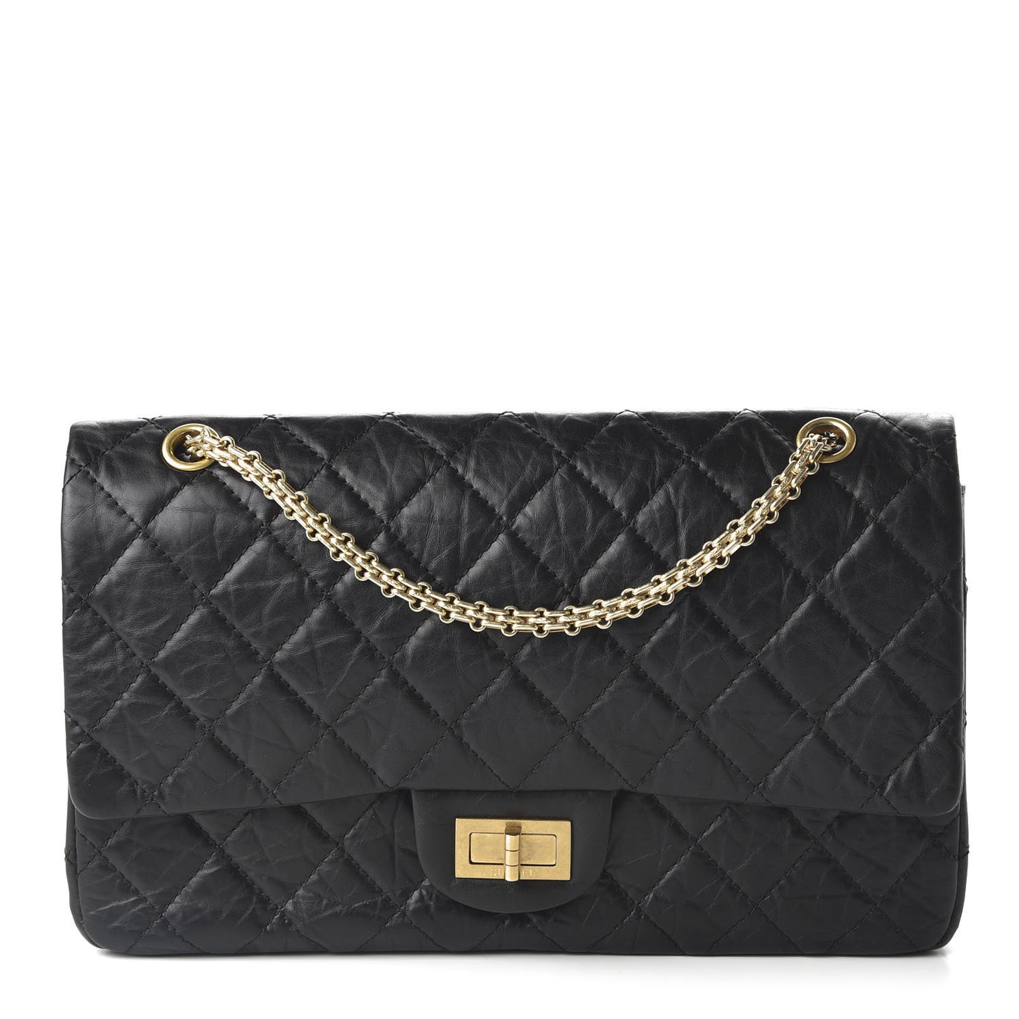 Aged Calfskin Quilted 2.55 Reissue 227 Flap Black