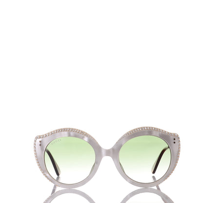 Gucci Crystal Cat Eye GG0214S Sunglasses White 2 of 8
