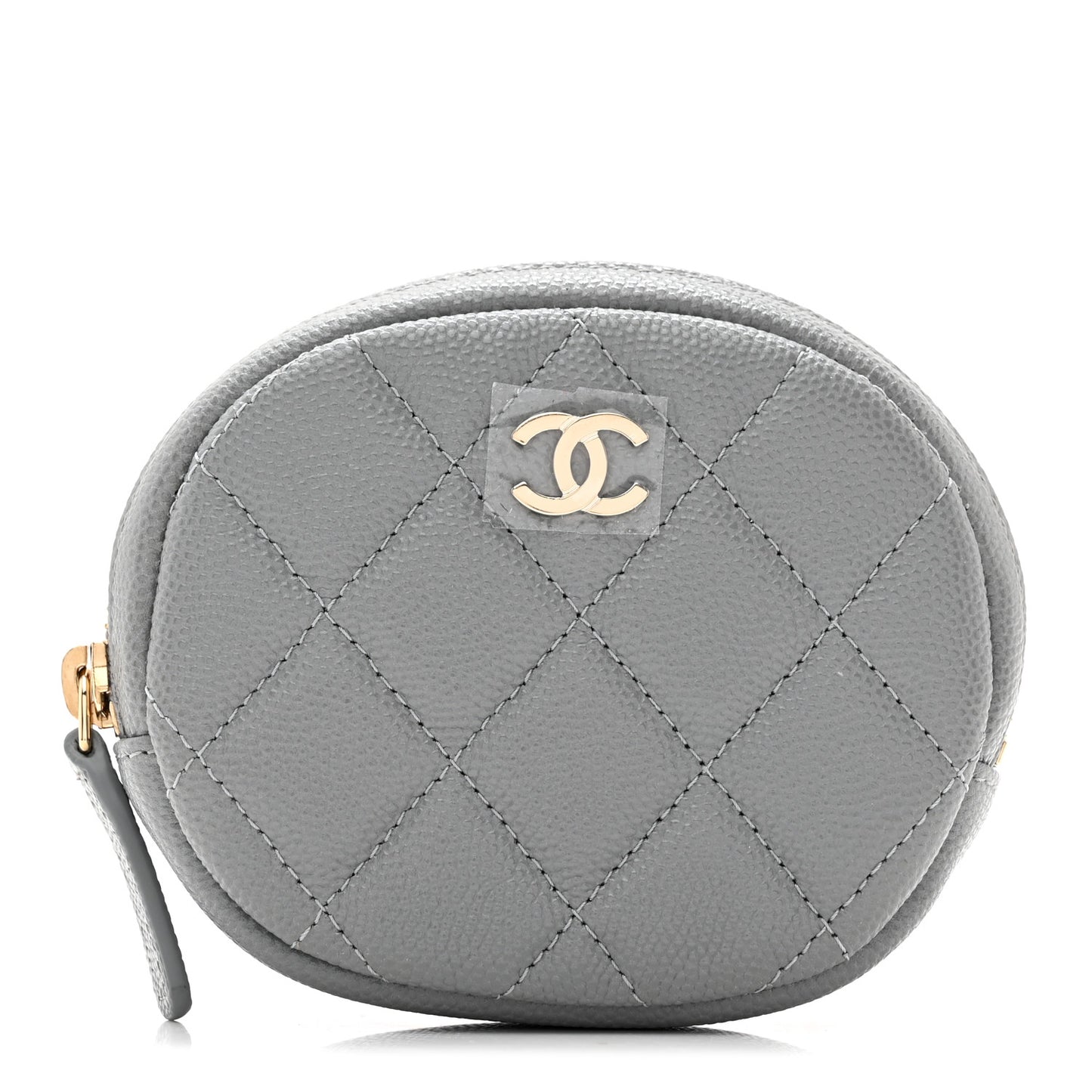 Caviar Quilted Zip Around Classic Coin Purse Grey