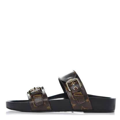 Louis Vuitton Monogram Bom Dia Mule Sandals 37 Black 1 of 10
