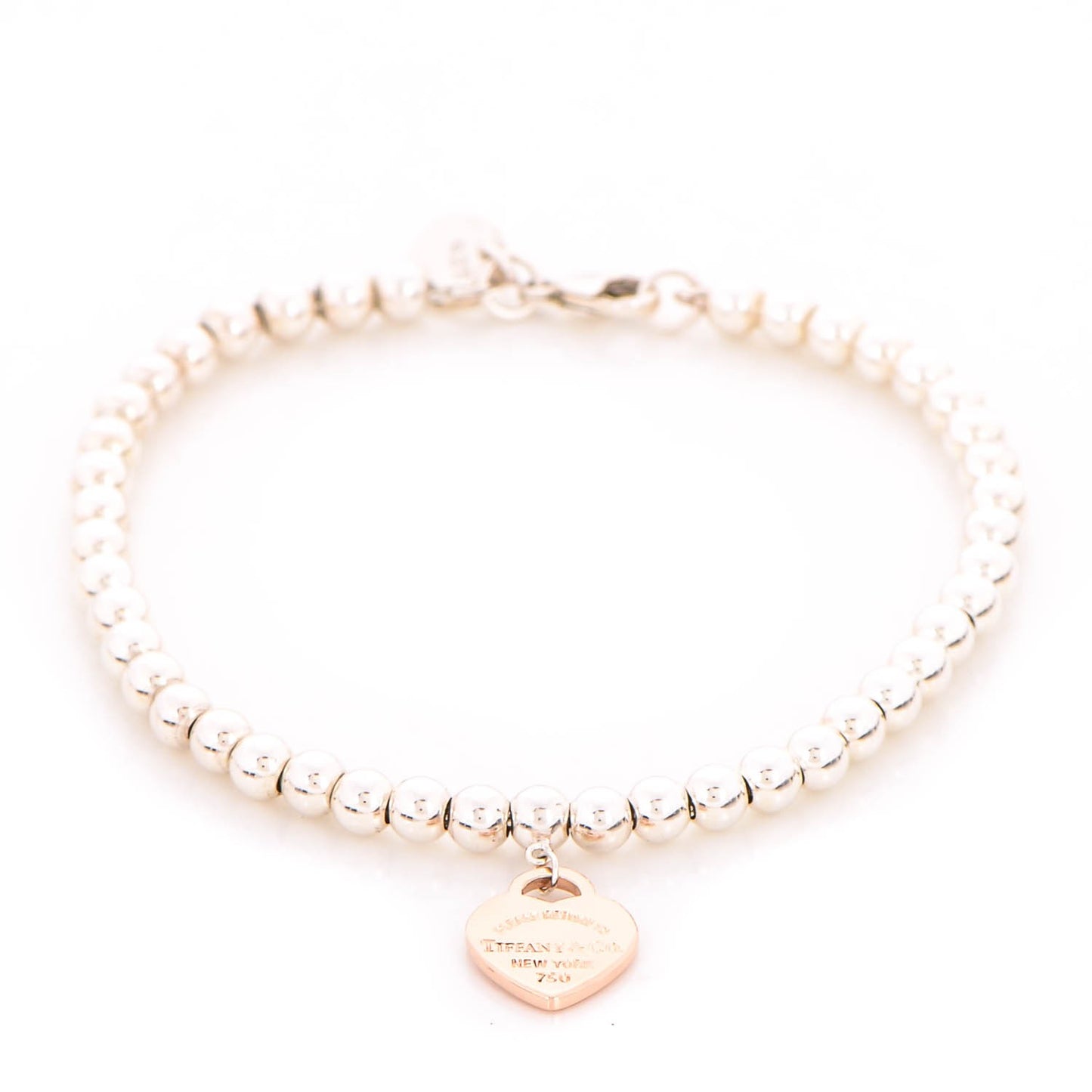 Sterling Silver 18K Rose Gold Return to Heart Bead Bracelet