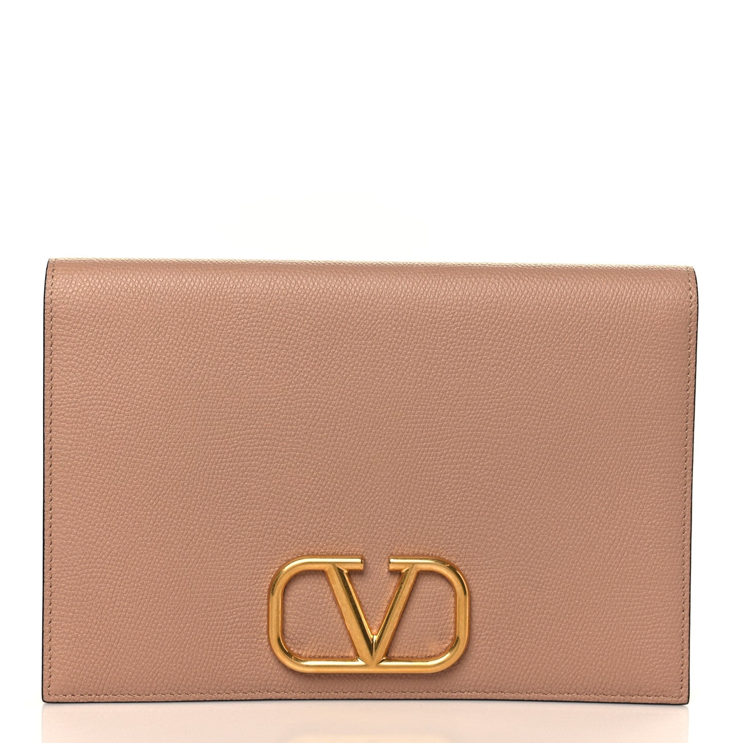 Grainy Calfskin Vlogo Signature Pouch Rose Cannelle