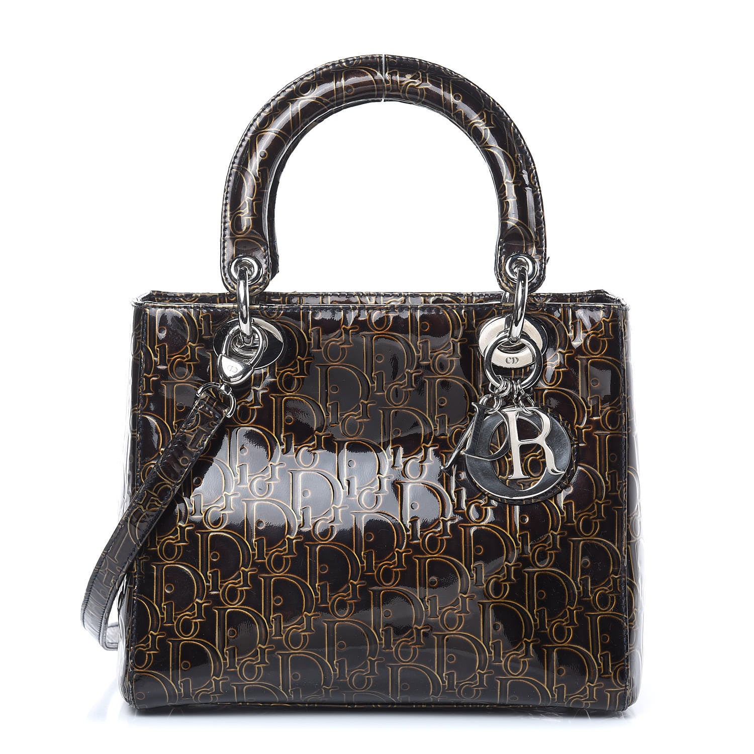 Christian Dior Patent Ultimate Medium Lady Dior Brown 1 of 19