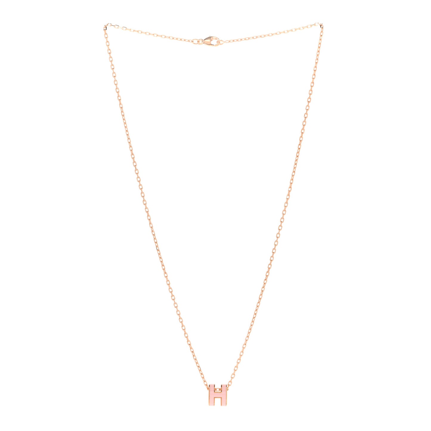 Lacquered Rose Gold Mini Pop H Pendant Necklace Rose Dragee