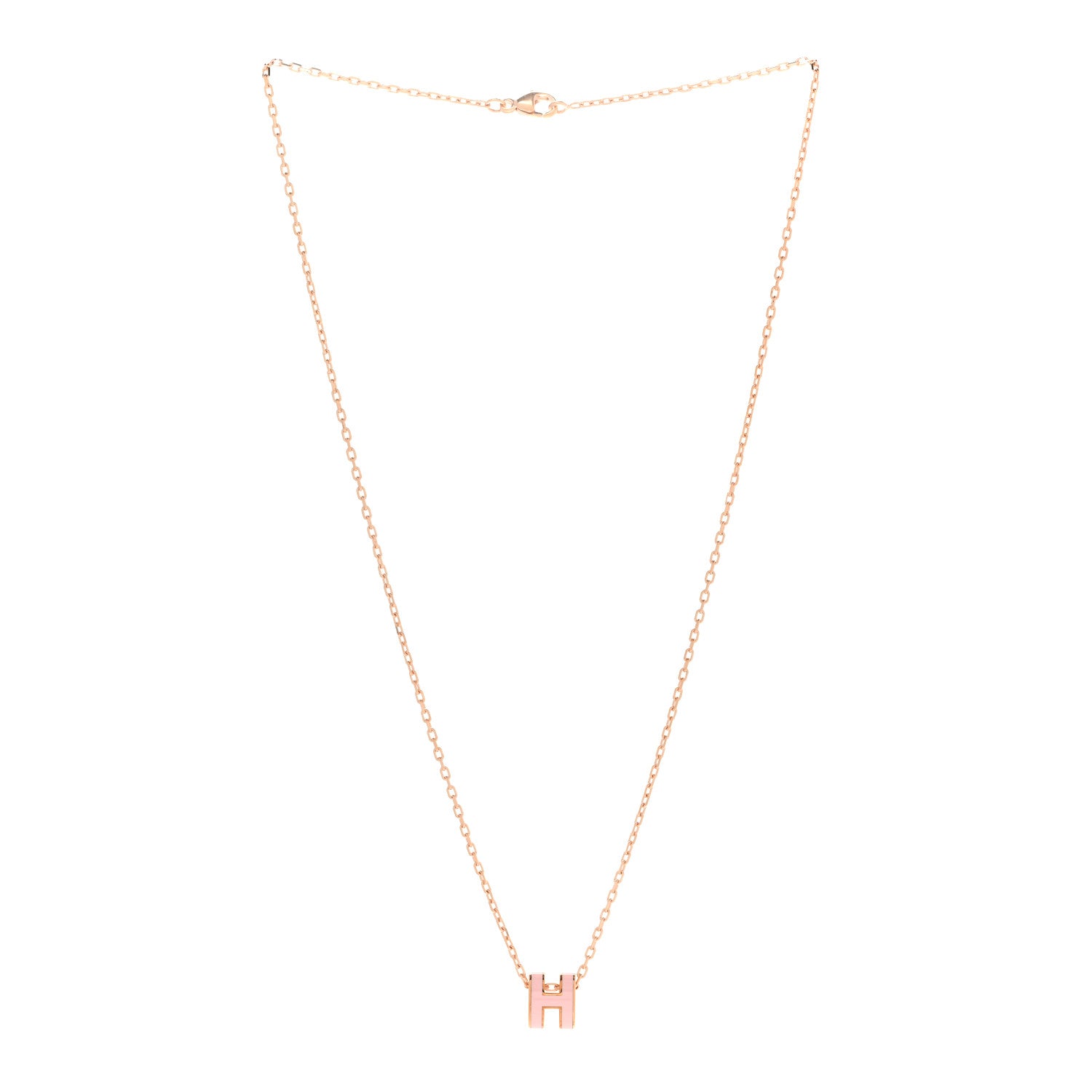 Hermes Lacquered Rose Gold Mini Pop H Pendant Necklace Rose Dragee 3 of 8