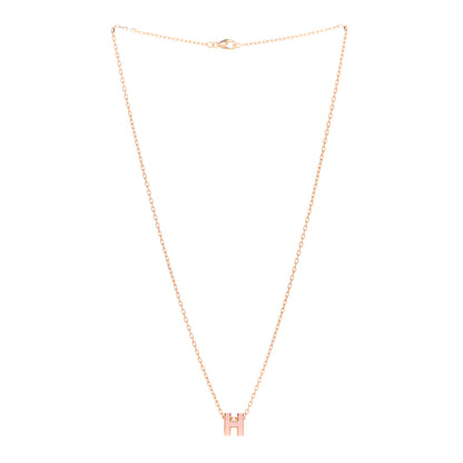 Hermes Lacquered Rose Gold Mini Pop H Pendant Necklace Rose Dragee 3 of 8