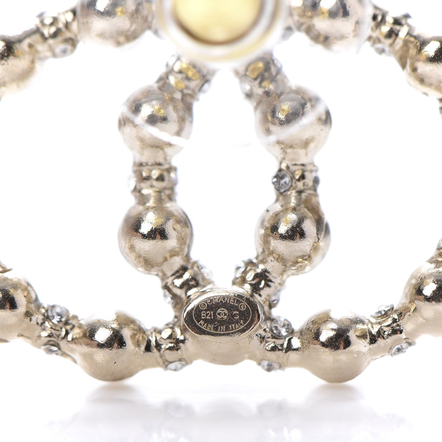 Pearl Crystal Nefertiti CC Earrings Gold